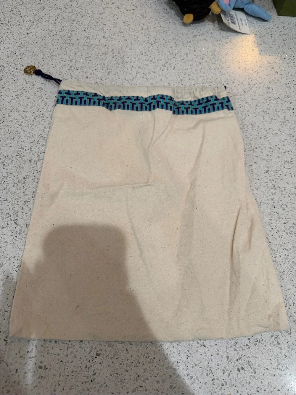 Tory Burch Drawstring Pouch with Blue Trim @@@